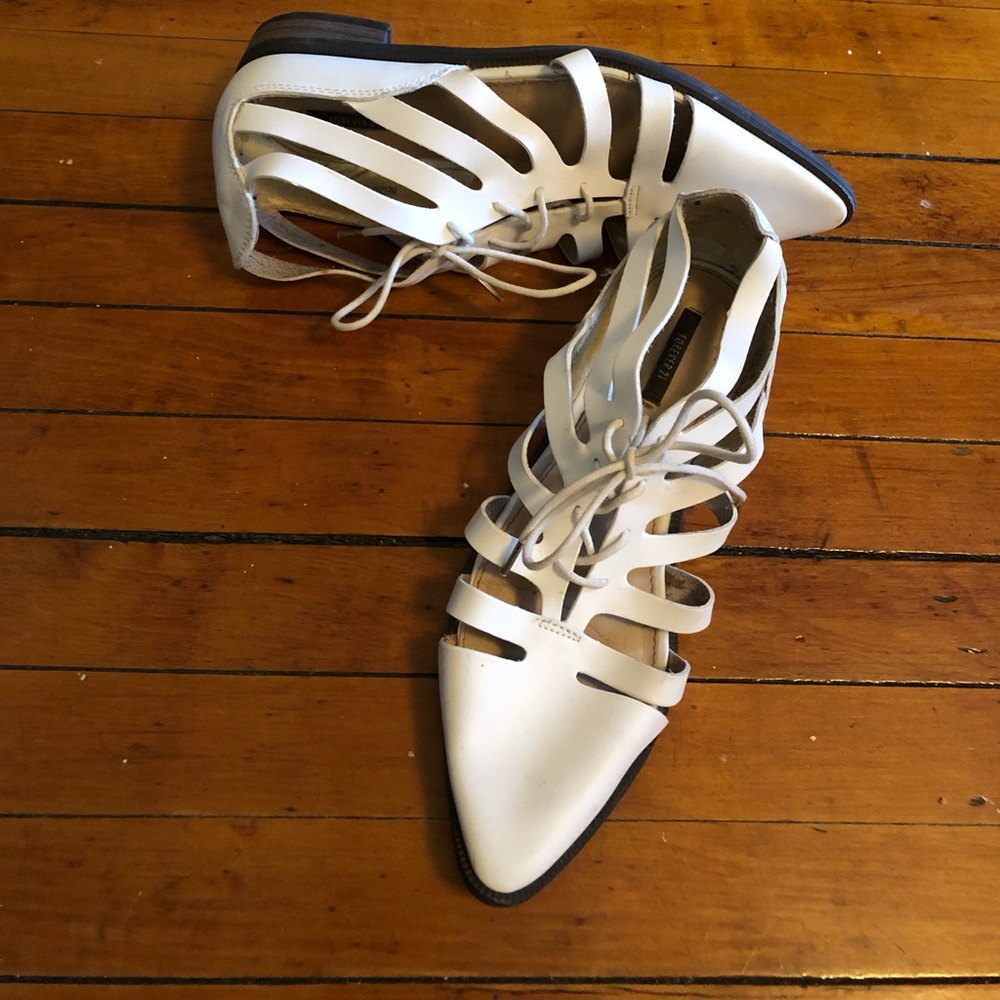 White Caged Oxfords